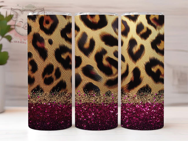 Purple Glitter Leopard Sparkle Tumbler, Glitter Leopard Print Tumbler, Gold Glitter Tumbler Wrap, 20Oz Tumbler Design, Animal Print Tumbler PNG, Sparkle Leopard Tumbler Sublimation Lara' s Designs 