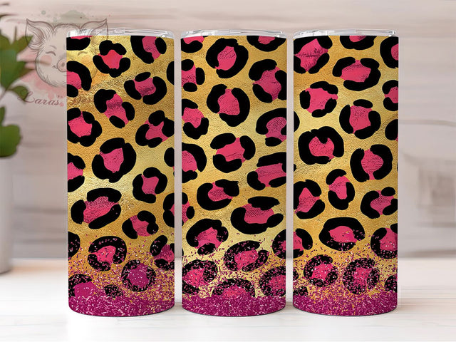 Purple Glitter Leopard Sparkle Tumbler, Glitter Leopard Print Tumbler, Gold Glitter Tumbler Wrap, 20Oz Tumbler Design, Animal Print Tumbler PNG, Sparkle Leopard Tumbler Sublimation Lara' s Designs 