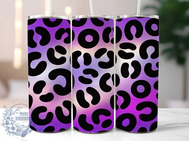 Purple Glitter Leopard Tumbler, Black Leopard Print, 20Oz Sublimation, Sparkly Leopard Design, Glam Animal Print Wrap, Purple Glitter Tumbler, Leopard Pattern Printable Sublimation ToriDesigns 