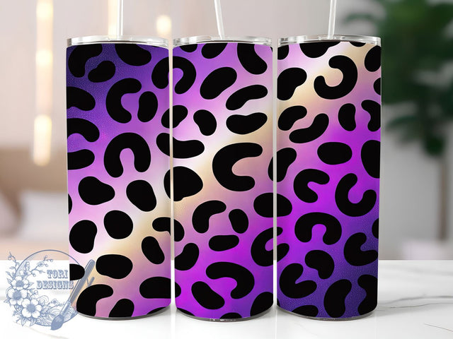 Purple Glitter Leopard Tumbler, Black Leopard Print, 20Oz Sublimation, Sparkly Leopard Design, Glam Animal Print Wrap, Purple Glitter Tumbler, Leopard Pattern Printable Sublimation ToriDesigns 