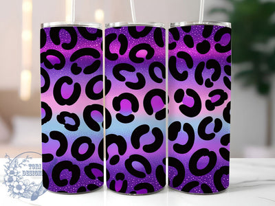Purple Glitter Leopard Tumbler, Black Leopard Print, 20Oz Sublimation, Sparkly Leopard Design, Glam Animal Print Wrap, Purple Glitter Tumbler, Leopard Pattern Printable Sublimation ToriDesigns 