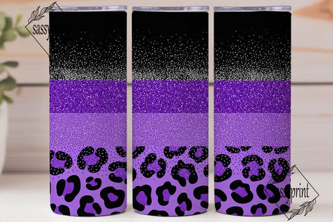 Purple Glitter Leopard Tumbler Wrap Sublimation sassyprint 