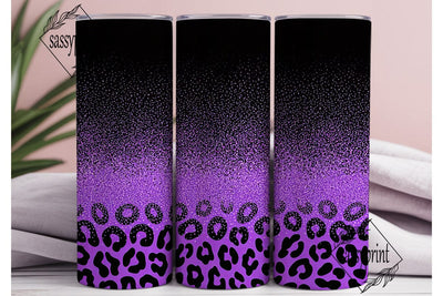 Purple Glitter Leopard Tumbler Wrap Sublimation sassyprint 