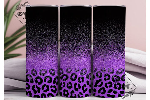 Purple Glitter Leopard Tumbler Wrap Sublimation sassyprint 