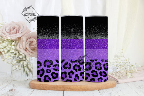 Purple Glitter Leopard Tumbler Wrap Sublimation sassyprint 