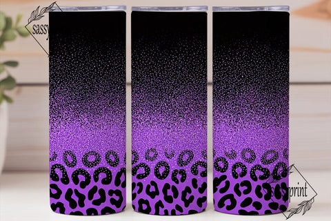 Purple Glitter Leopard Tumbler Wrap Sublimation sassyprint 