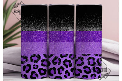 Purple Glitter Leopard Tumbler Wrap Sublimation sassyprint 