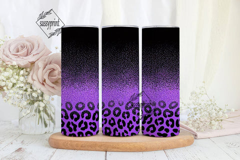 Purple Glitter Leopard Tumbler Wrap Sublimation sassyprint 