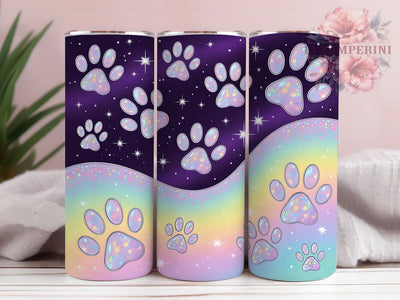 Purple Glitter Paw Tumbler, Purple Glitter, Pet Lovers, Sublimation Art, 20oz Tumbler, Bold Pattern, Stylish Design Sublimation Li Zamperini 
