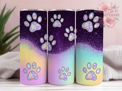 Purple Glitter Paw Tumbler, Purple Glitter, Pet Lovers, Sublimation Art, 20oz Tumbler, Bold Pattern, Stylish Design Sublimation Li Zamperini 