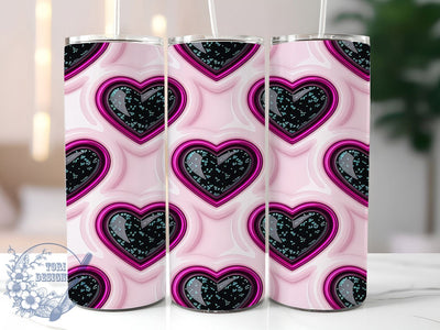 Purple Glitter Puffy Heart Tumbler, Purple Glitter Pattern, Puffy Valentine Heart Design, 20Oz Sublimation Wrap, Shiny Romantic Art, Sparkling Purple Texture, Tumbler Sublimation Sublimation ToriDesigns 