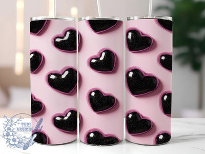 Purple Glitter Puffy Heart Tumbler, Purple Glitter Pattern, Puffy Valentine Heart Design, 20Oz Sublimation Wrap, Shiny Romantic Art, Sparkling Purple Texture, Tumbler Sublimation Sublimation ToriDesigns 