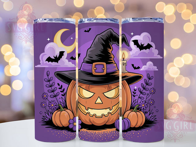 Purple Glitter Pumpkin Halloween Tumbler, Purple Glitter Wrap, 20oz Sublimation Design, Spooky Pumpkin Drinkware, Festive Halloween Wrap, Seasonal Fall Tumbler, Glam Halloween Design Sublimation SvggirlplusArt 