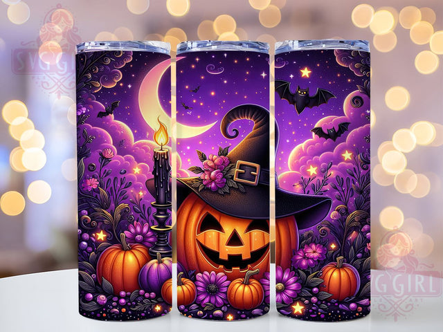 Purple Glitter Pumpkin Halloween Tumbler, Purple Glitter Wrap, 20oz Sublimation Design, Spooky Pumpkin Drinkware, Festive Halloween Wrap, Seasonal Fall Tumbler, Glam Halloween Design Sublimation SvggirlplusArt 