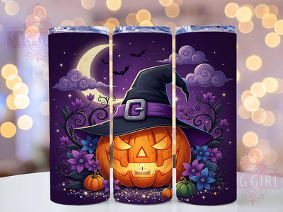 Purple Glitter Pumpkin Halloween Tumbler, Purple Glitter Wrap, 20oz Sublimation Design, Spooky Pumpkin Drinkware, Festive Halloween Wrap, Seasonal Fall Tumbler, Glam Halloween Design Sublimation SvggirlplusArt 