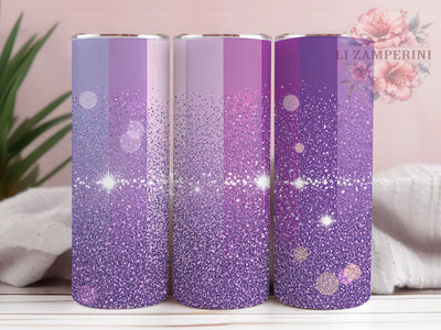 Purple Glitter Sparkle Style 20oz Tumbler, Gradient Design, Sparkle Effect, Shimmer Style, Elegant Pattern, 20oz Tumbler Wrap, Sublimation PNG Sublimation Li Zamperini 