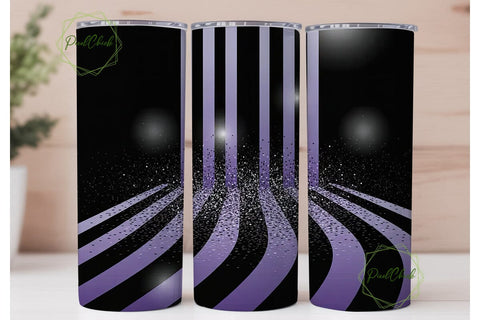 Purple Glitter Stripes 20oz Tumbler Wrap Sublimation PixelChick 