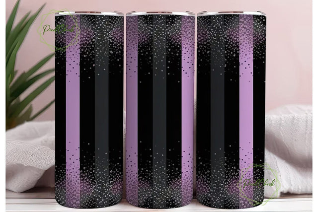 Purple Glitter Stripes 20oz Tumbler Wrap Sublimation PixelChick 