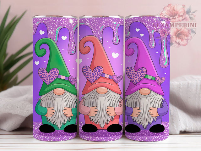Purple Glitter Valentine Gnome Tumbler, Glitter Gnome Design, Sparkly Valentine Art, 20Oz Wrap Design, Valentine Sublimation, Cute Gnome Hearts, Purple Love Theme Sublimation Li Zamperini 