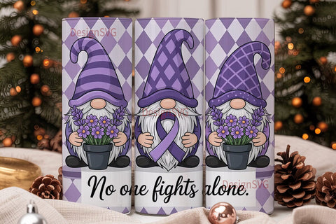 Purple Gnome Support 20oz Tumbler Wrap Sublimation DesignSVG 