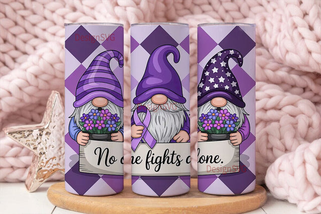 Purple Gnome Support 20oz Tumbler Wrap Sublimation DesignSVG 