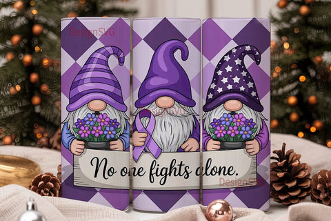 Purple Gnome Support 20oz Tumbler Wrap Sublimation DesignSVG 