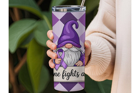 Purple Gnome Support 20oz Tumbler Wrap Sublimation DesignSVG 
