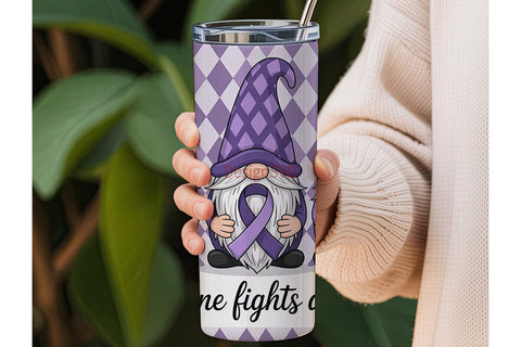 Purple Gnome Support 20oz Tumbler Wrap Sublimation DesignSVG 