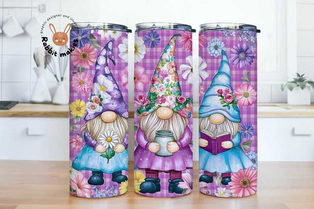 Purple Gnome Tumbler Wrap, 20oz Skinny Sublimation Tumbler Design, Pastel Gnome Sublimation Design Png, Purple Watercolor Tumbler Downloads Sublimation Rabbitmakies 