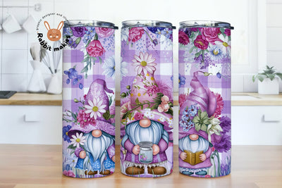Purple Gnome Tumbler Wrap, 20oz Skinny Sublimation Tumbler Design, Pastel Gnome Sublimation Design Png, Purple Watercolor Tumbler Downloads Sublimation Rabbitmakies 