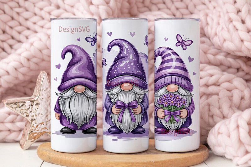 Purple Gnomes 20oz Tumbler Wrap Sublimation DesignSVG 