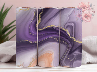Purple Gold Alcohol Ink Tumbler, Gold Marble Wrap, Elegant Ink Marble Cup, 20oz Sublimation Wrap, Stylish Marble Design Tumbler, Artistic Purple Gold Cup, Luxury Ink Marble Theme Wrap Sublimation Li Zamperini 