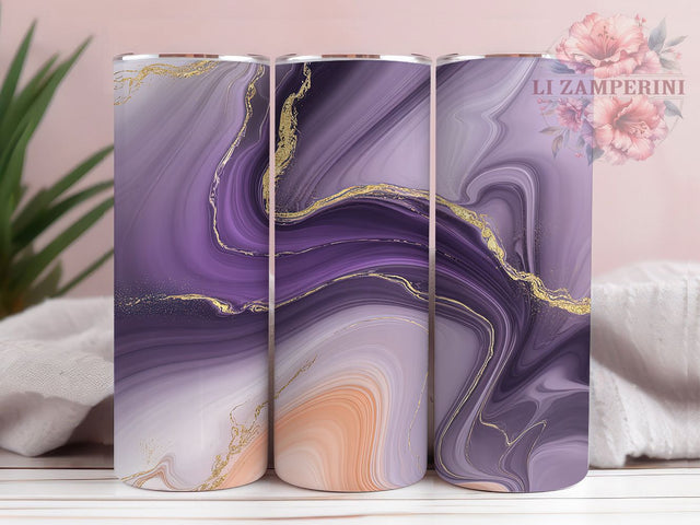 Purple Gold Alcohol Ink Tumbler, Gold Marble Wrap, Elegant Ink Marble Cup, 20oz Sublimation Wrap, Stylish Marble Design Tumbler, Artistic Purple Gold Cup, Luxury Ink Marble Theme Wrap Sublimation Li Zamperini 