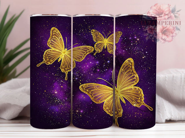 Purple Gold Elegant Butterfly Tumbler Wrap, 20oz Tumbler Sublimation, Elegant Butterfly Design, Luxury Metallic Butterfly Art, Glitter Butterfly Aesthetic, Shimmering Sublimation Li Zamperini 