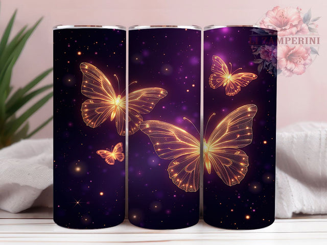 Purple Gold Elegant Butterfly Tumbler Wrap, 20oz Tumbler Sublimation, Elegant Butterfly Design, Luxury Metallic Butterfly Art, Glitter Butterfly Aesthetic, Shimmering Sublimation Li Zamperini 