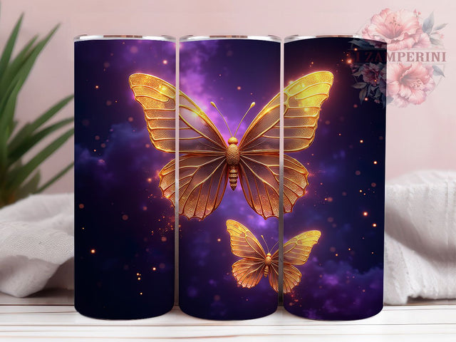 Purple Gold Elegant Butterfly Tumbler Wrap, 20oz Tumbler Sublimation, Elegant Butterfly Design, Luxury Metallic Butterfly Art, Glitter Butterfly Aesthetic, Shimmering Sublimation Li Zamperini 