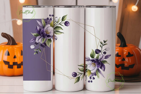 Purple Gold Floral 20oz Tumbler Wrap Sublimation PixelChick 