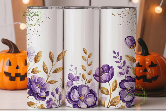 Purple Gold Floral 20oz Tumbler Wrap Sublimation PixelChick 