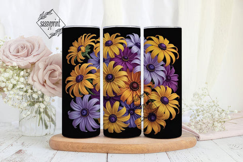 Purple & Gold Floral 20oz Tumbler Wrap Sublimation sassyprint 