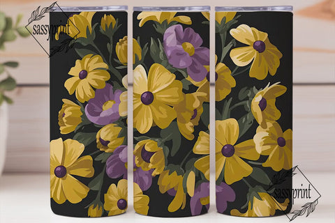 Purple & Gold Floral 20oz Tumbler Wrap Sublimation sassyprint 