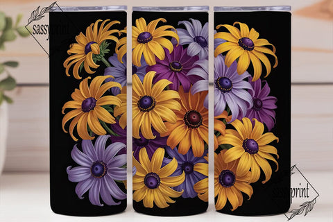 Purple & Gold Floral 20oz Tumbler Wrap Sublimation sassyprint 