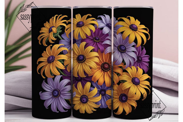 Purple & Gold Floral 20oz Tumbler Wrap Sublimation sassyprint 
