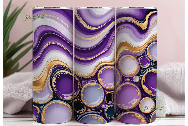 Purple Gold Fluid Art 20oz Tumbler Wrap Sublimation PixelChick 
