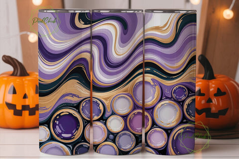 Purple Gold Fluid Art 20oz Tumbler Wrap Sublimation PixelChick 