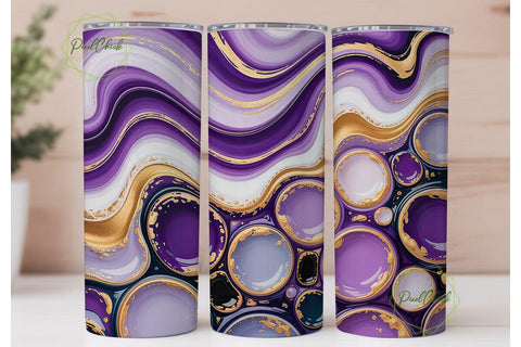 Purple Gold Fluid Art 20oz Tumbler Wrap Sublimation PixelChick 