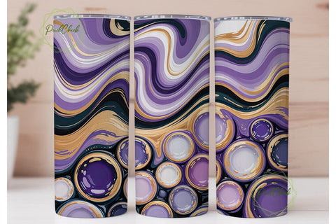 Purple Gold Fluid Art 20oz Tumbler Wrap Sublimation PixelChick 