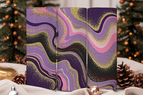 Purple Gold Glitter Marble 20oz Tumbler Sublimation DesignSVG 
