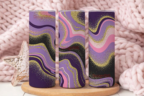 Purple Gold Glitter Marble 20oz Tumbler Sublimation DesignSVG 