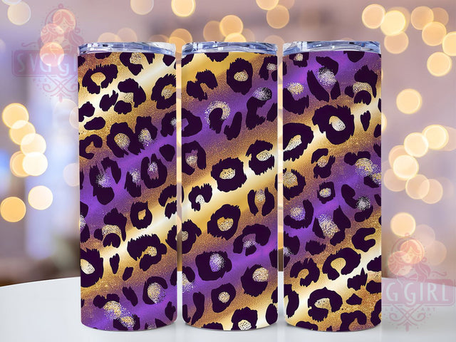 Purple Gold Leopard Print Tumbler, Cheetah Print Pattern, Glam Leopard Design, 20Oz Sublimation Wrap, Luxury Animal Print Art, Purple Cheetah Texture, Tumbler Sublimation Sublimation SvggirlplusArt 