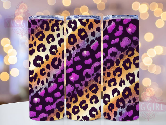 Purple Gold Leopard Print Tumbler, Cheetah Print Pattern, Glam Leopard Design, 20Oz Sublimation Wrap, Luxury Animal Print Art, Purple Cheetah Texture, Tumbler Sublimation Sublimation SvggirlplusArt 